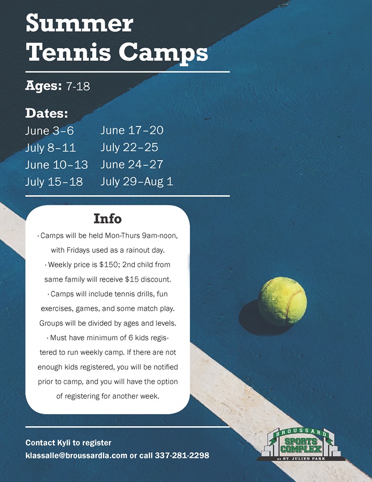 Summer Tennis Camps Broussard Sports Complex