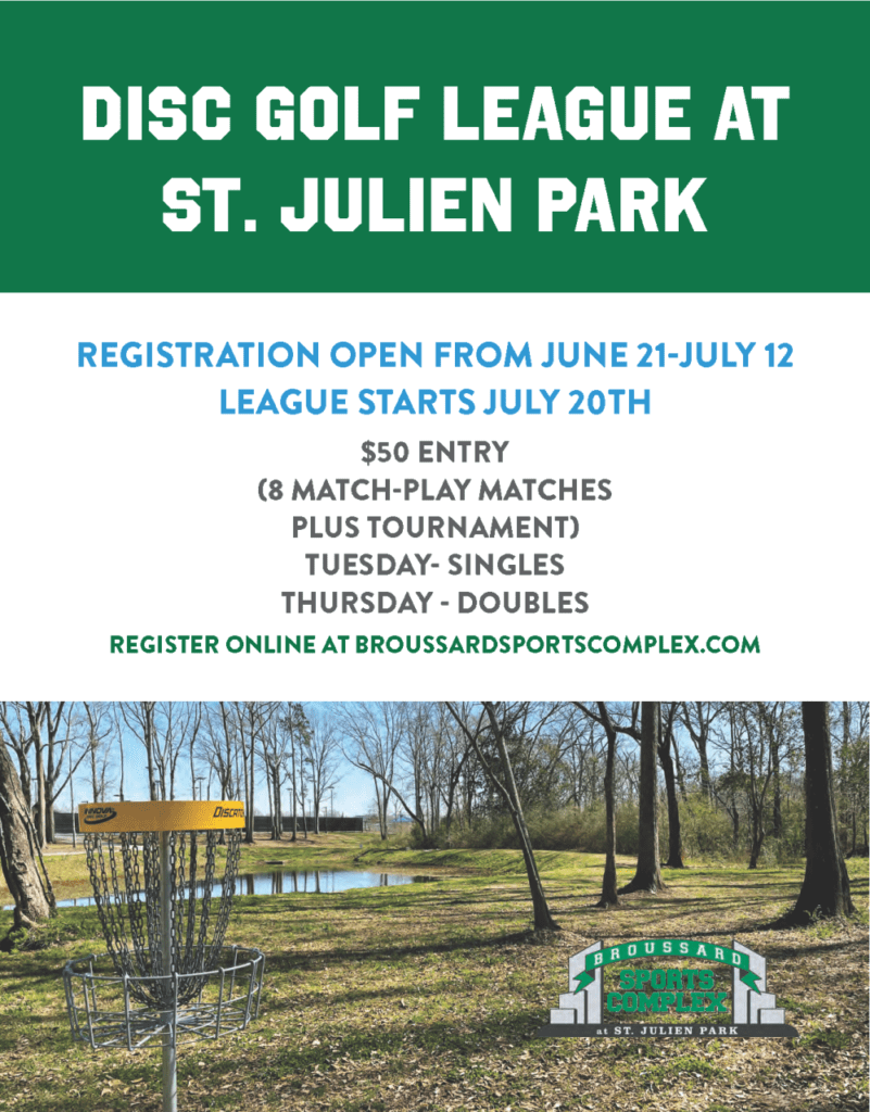 Disc Golf League Registration Broussard Sports Complex